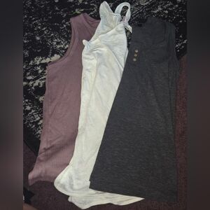 Women’s Ribbed Tank Top - Mauve, White & Charcoal